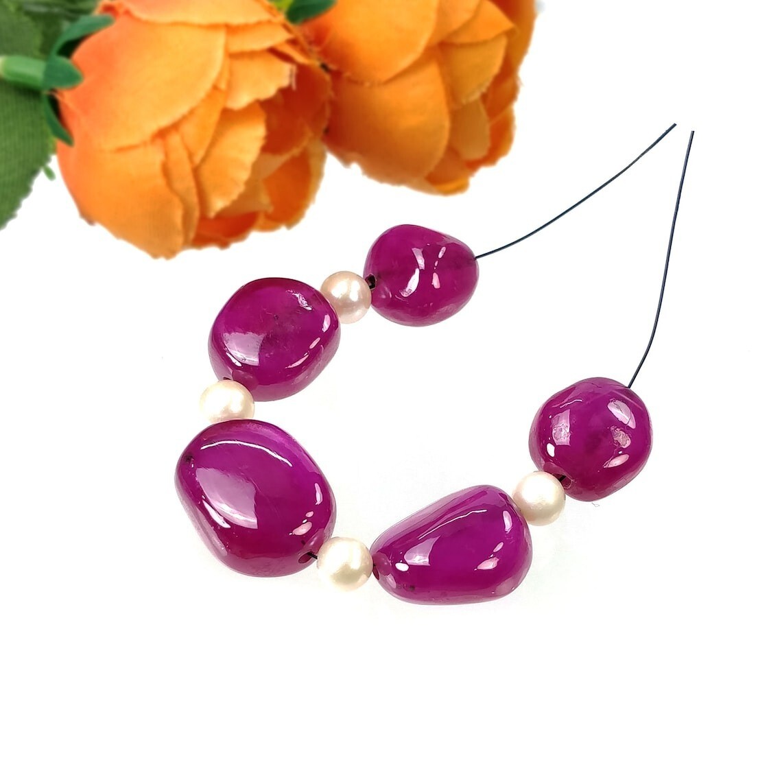 111.90cts Glass Filled Ruby Gems Uneven Cabochon Beads Tumbles 14*13mm-18*14mm