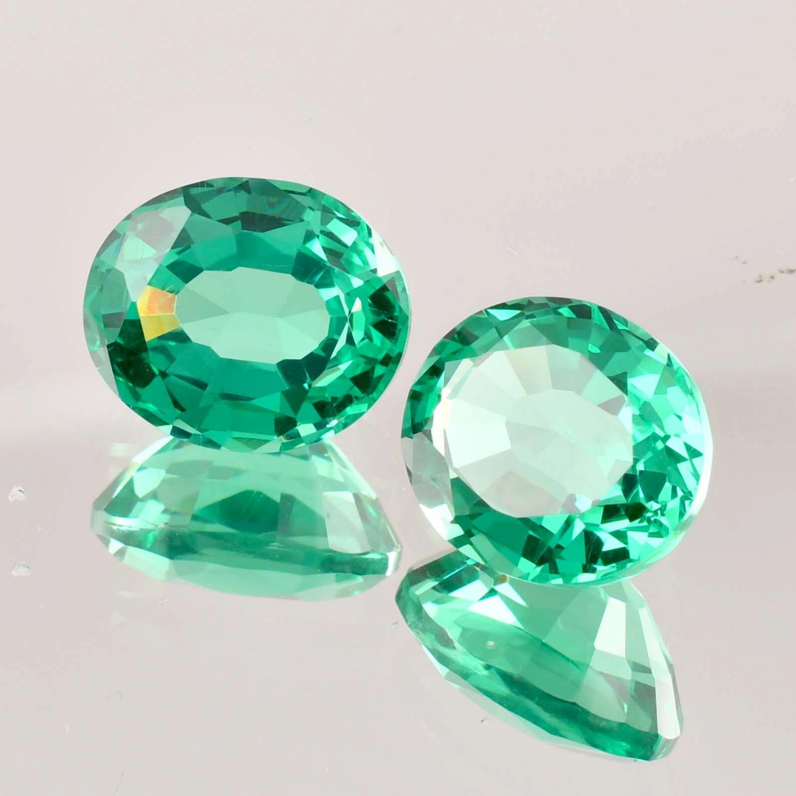 1 Pair 12×16 MM Natural Green Colombian Emerald Oval Cut Loose Gem GIT Certified