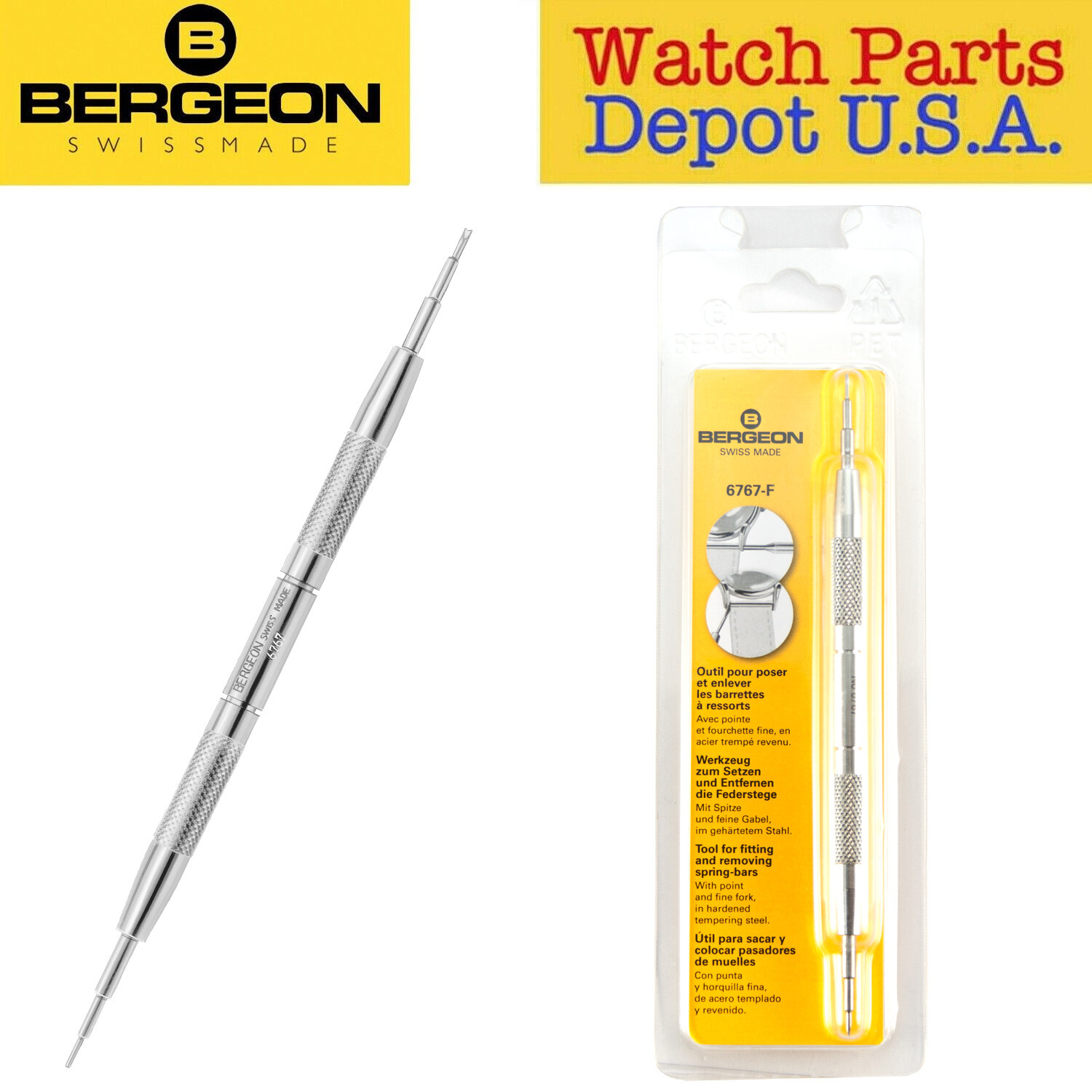 Bergeon 6767-F Spring Bar Tool for Watch Bands or Bracelets Swiss Made – NEW!
