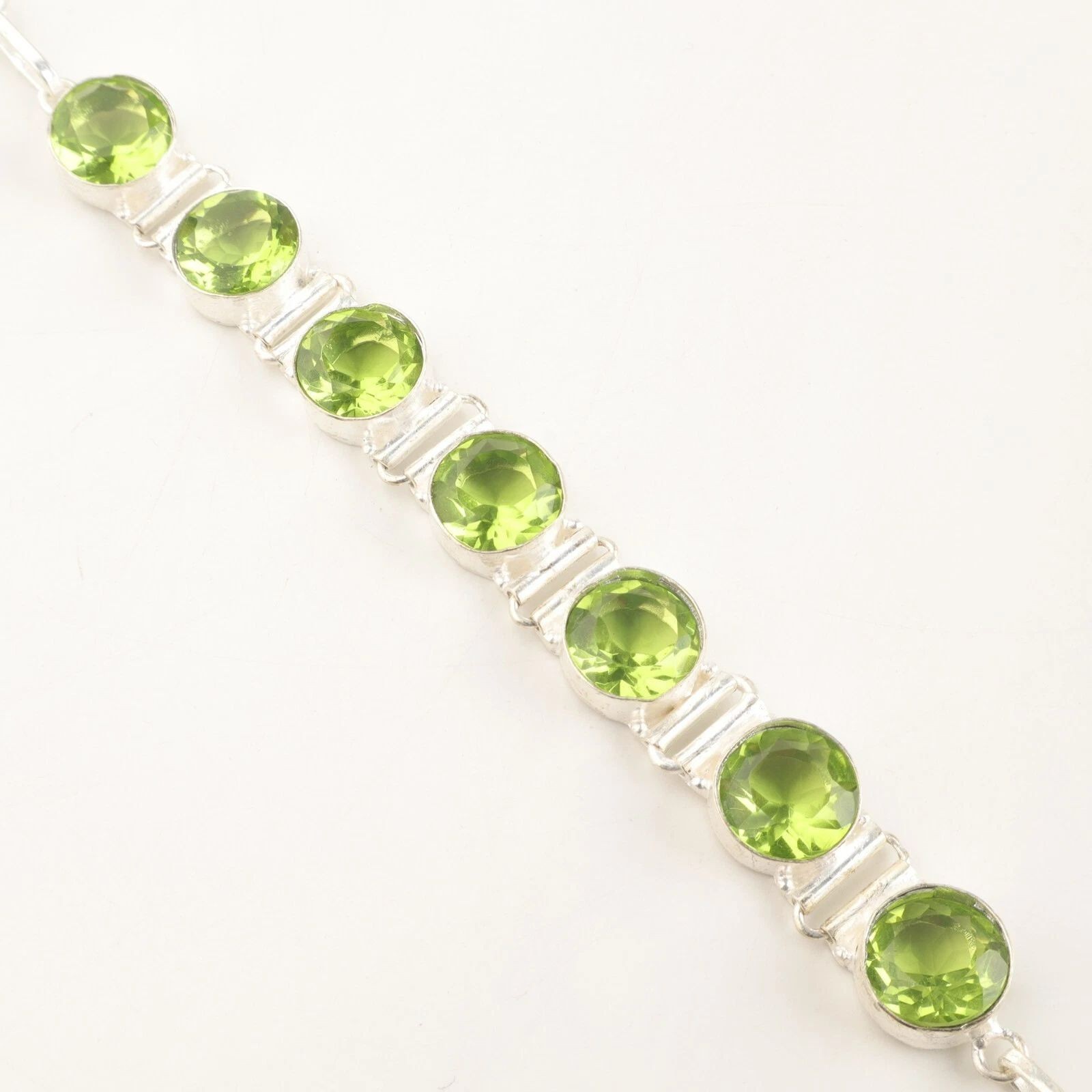 Peridot Gemstone 925 Sterling Silver Jewelry Handmade Bracelet 9″ Gift For Women