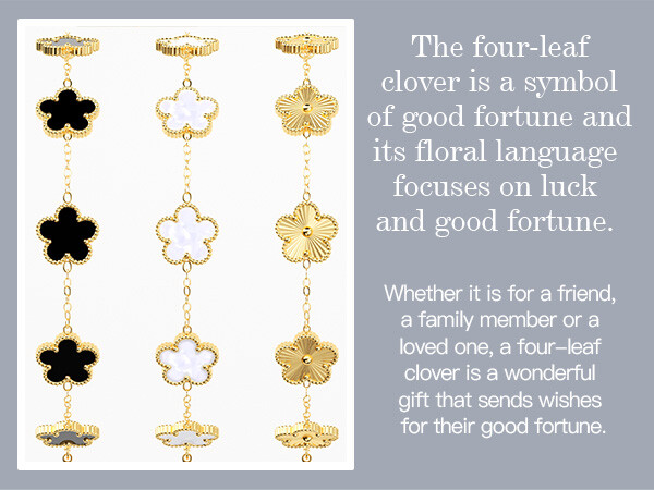 3-Pcs 18k Gold Plated Clover Lucky Bracelet For Women Flower Five Leaf Bracelets