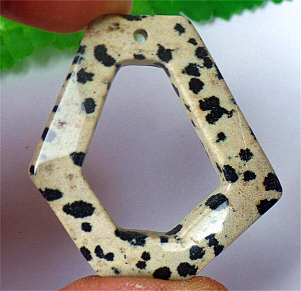 46x43x6mm Natural Dalmation Jasper Hollow Out Hexagon Pendant Bead ZL6721