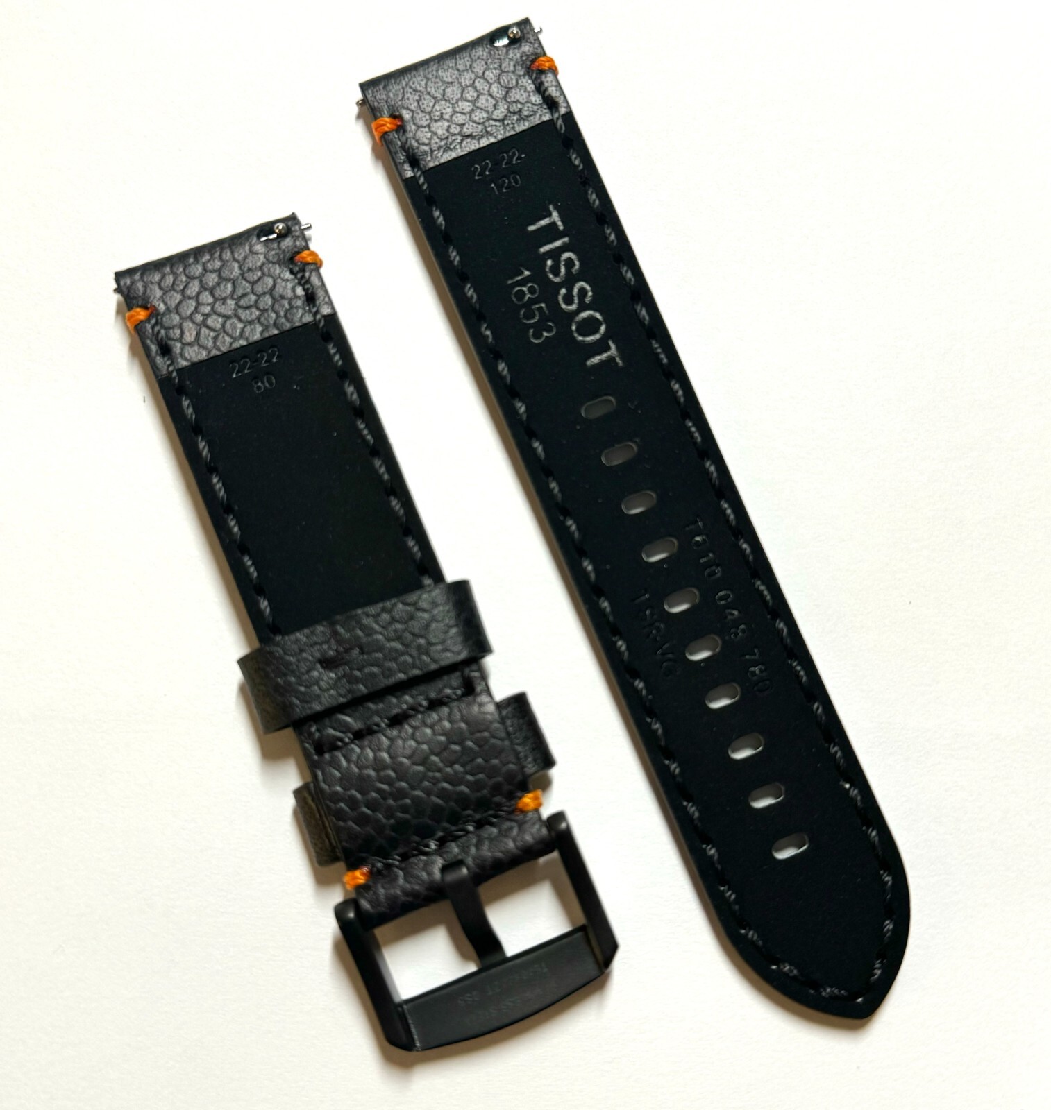 Original Tissot Super Sport T125617A 22mm Black /Orange Leather Watch Band Strap