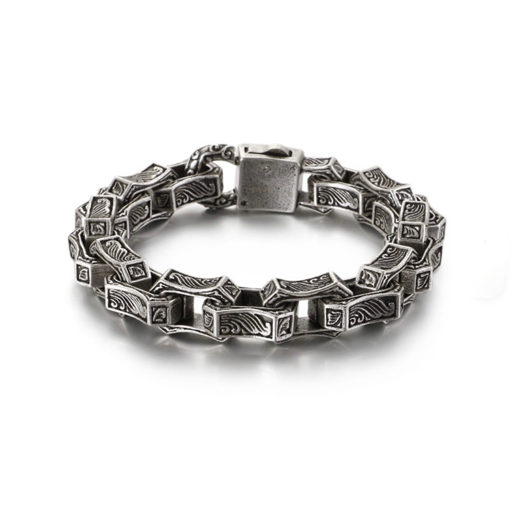 Vintage Chunky Wave Bracelet Stainless Steel 8-8.5in