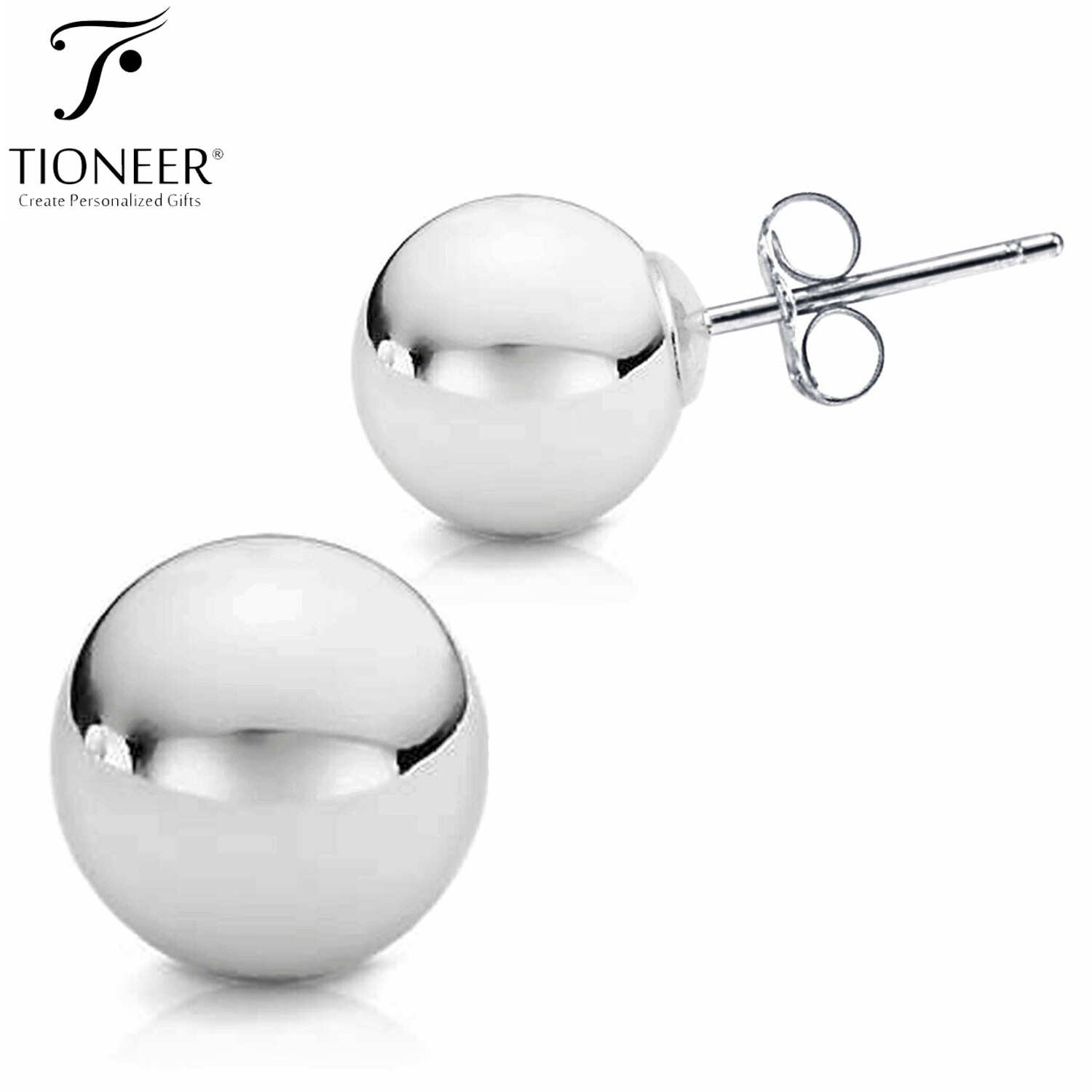 14K White / Yellow Gold Minimalist Round Ball Butterfly Push Back Stud Earrings