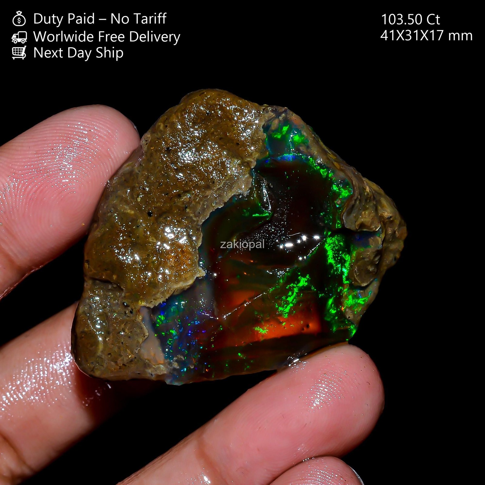 103.50 Cts Natural Ethiopian Multi Fire Oil Opal Rough Making 41X31X17 mm