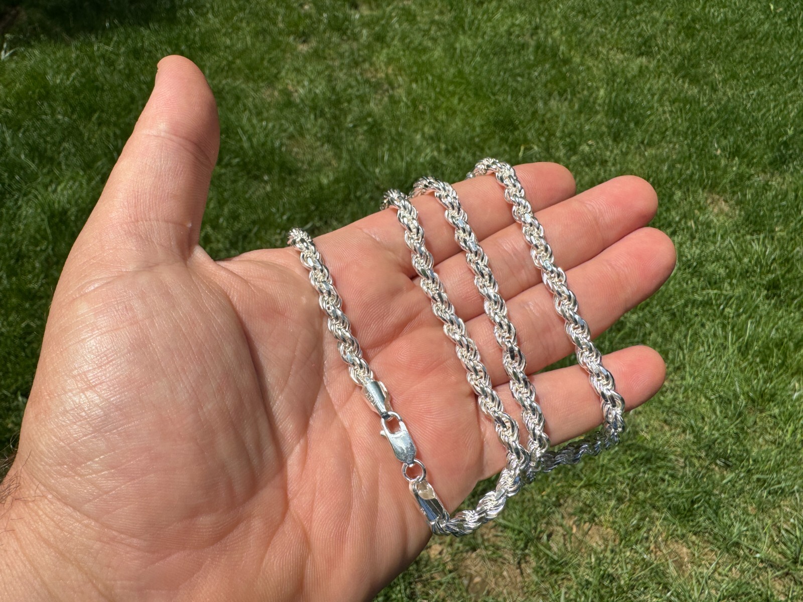 Men’s Rope Chain Real Solid 925 Sterling Silver Necklace 6mm 18″-30″ ITALY MADE