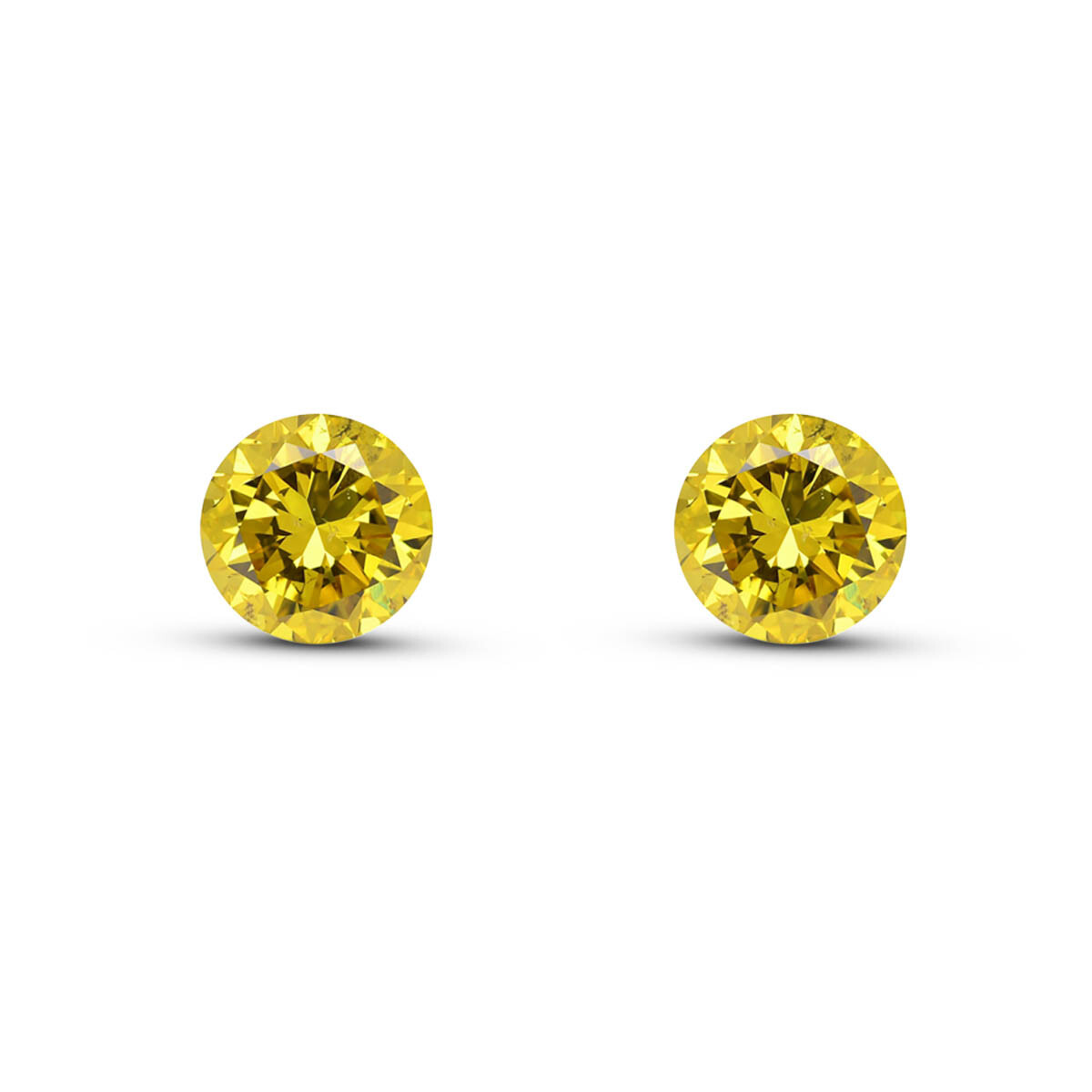 0.66cts 4.3mm Matching Round Pair Fancy Yellow Natural Earth Mined Loose Diamond
