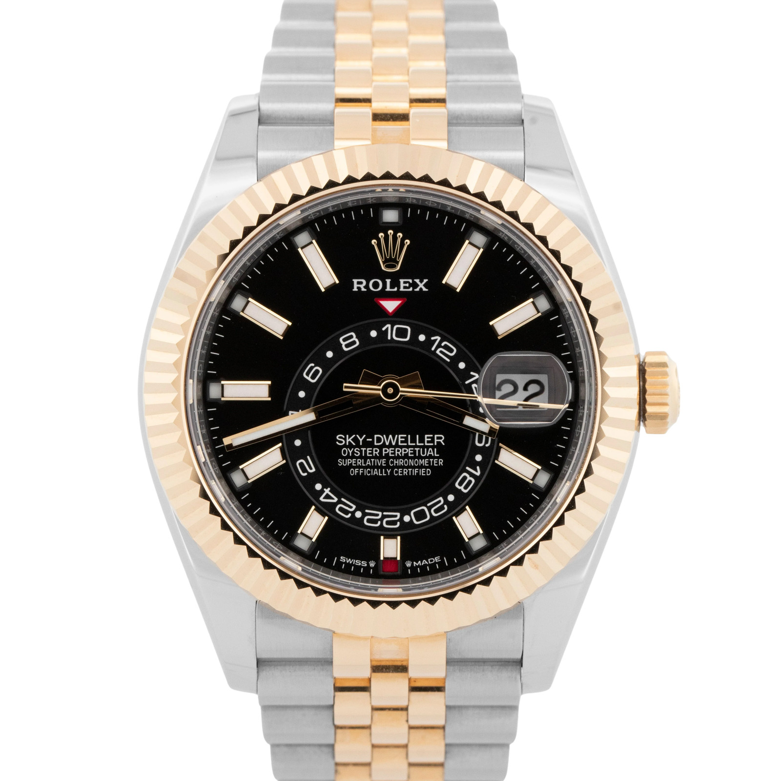 2024 PAPERS Rolex Sky-Dweller BLACK Two-Tone Gold Steel 42mm 336933 Watch BOX