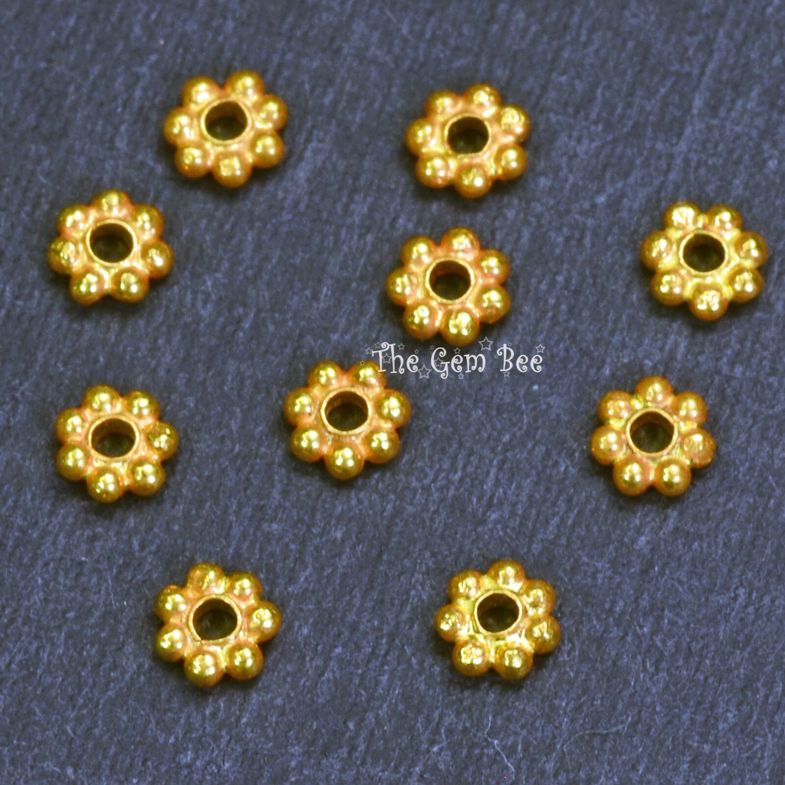 3.25mm 18k Solid Yellow Gold Daisy Spacer Findings (10)