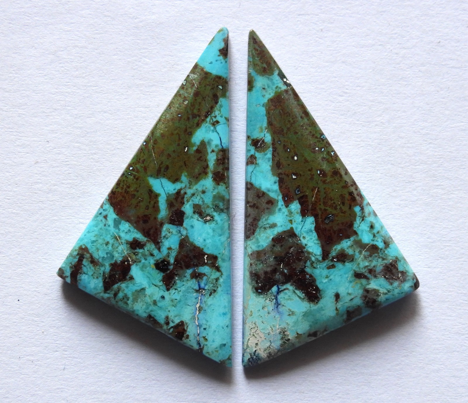 24.95 Cts Natural Chrysocolla (35.3mm X 18mm each) Cabochon Loose Match Pair