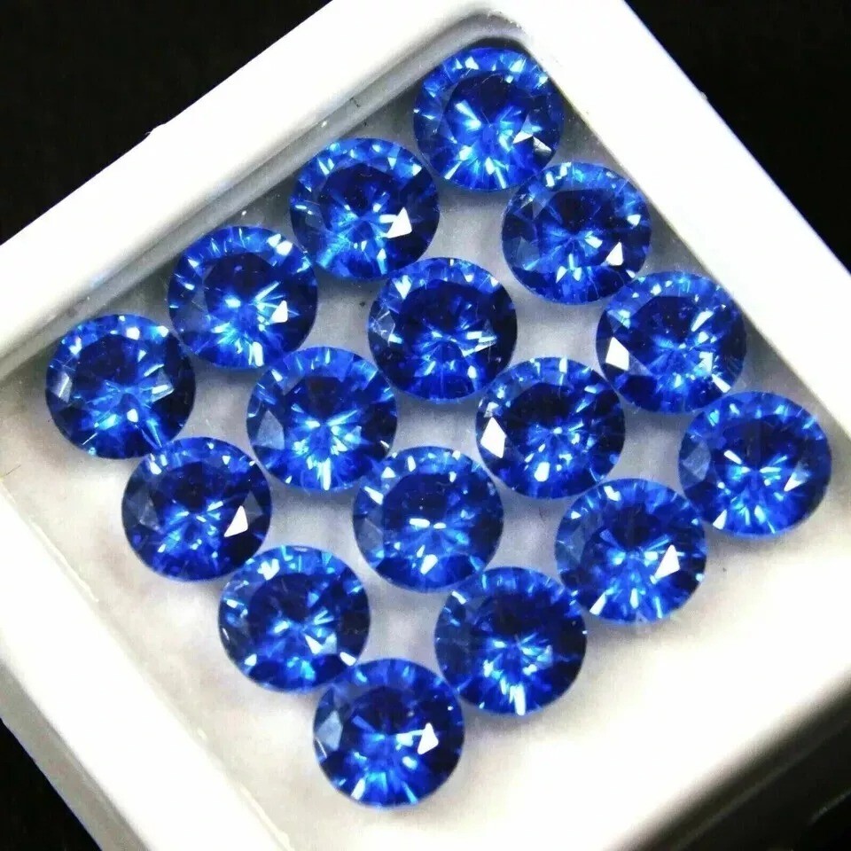 Round Cut Lot 10 Pcs Blue Color Sapphire 8mm Certified Natural Loose Gemstone