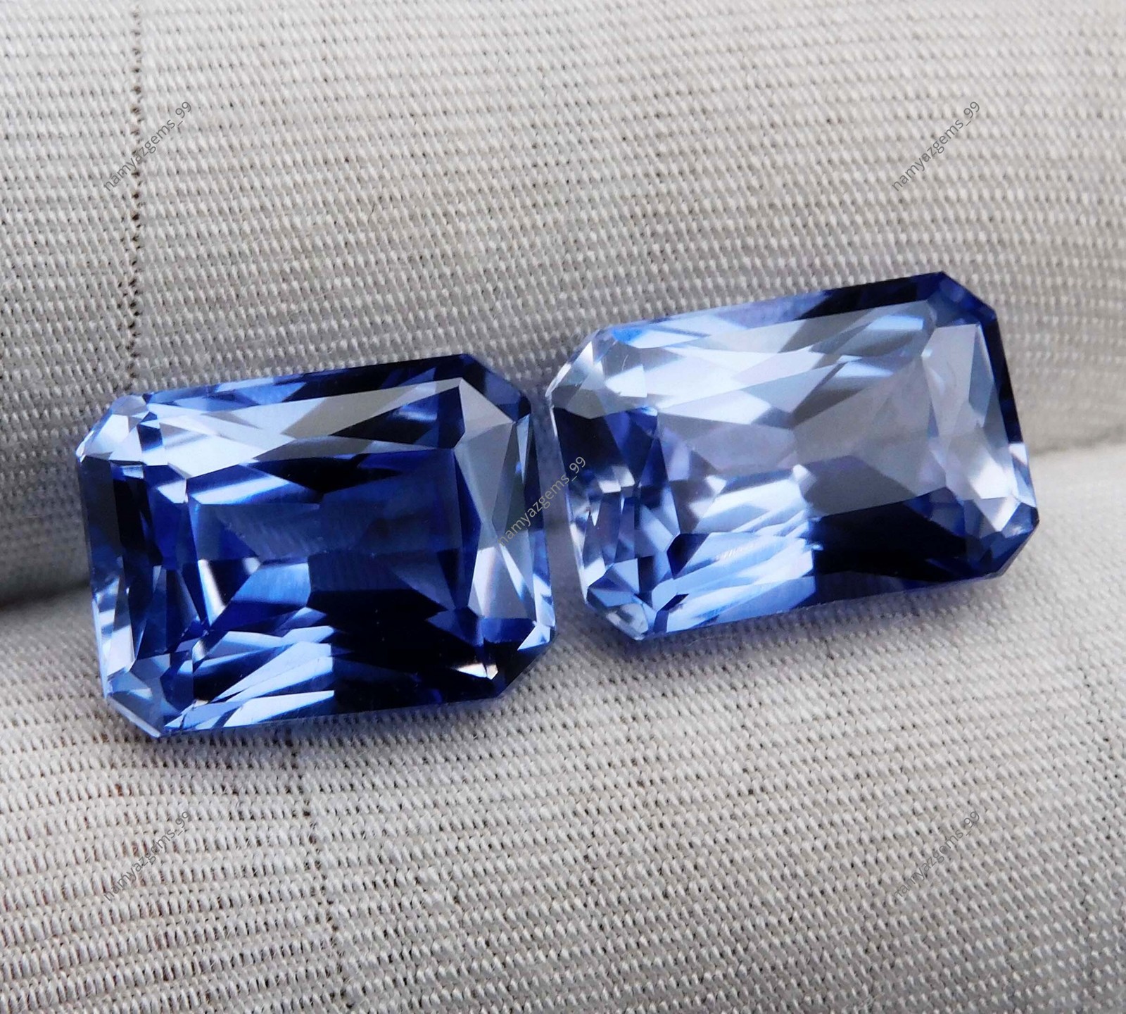 21 Ct Natural Blue Tanzanite Emerald Cut Certified AAA Loose Gemstone Pair