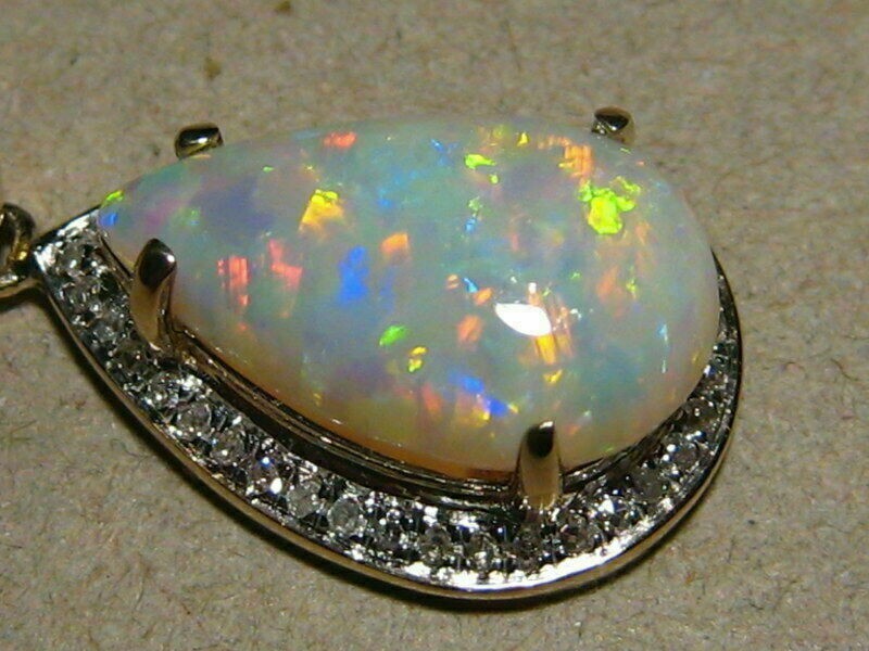 4Ct Pear Cut Fire Opal Diamond Teardrop Pendant 14K Yellow Gold Over Free Chain