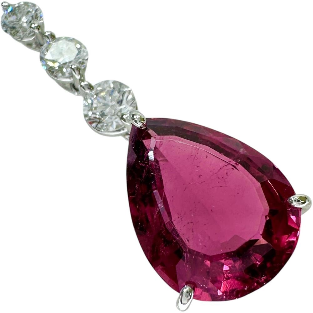 Drop motif Ruberite tourmaline 8.63ct diamond 1.00ct Pendant top Pt900Platin…