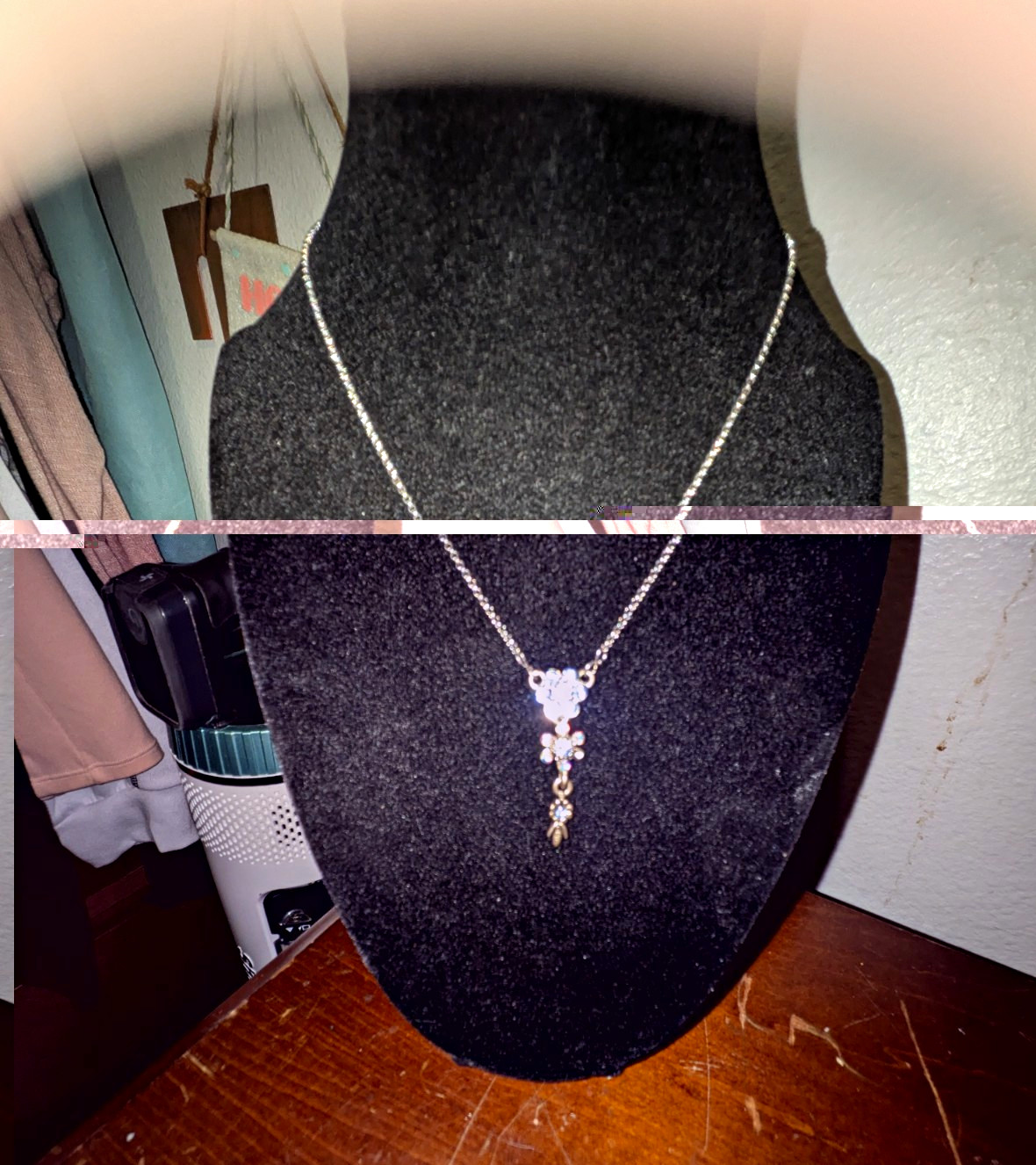 Silver Plated Clear Rhinestone Cross Charm Pendant Cable Chain Necklace