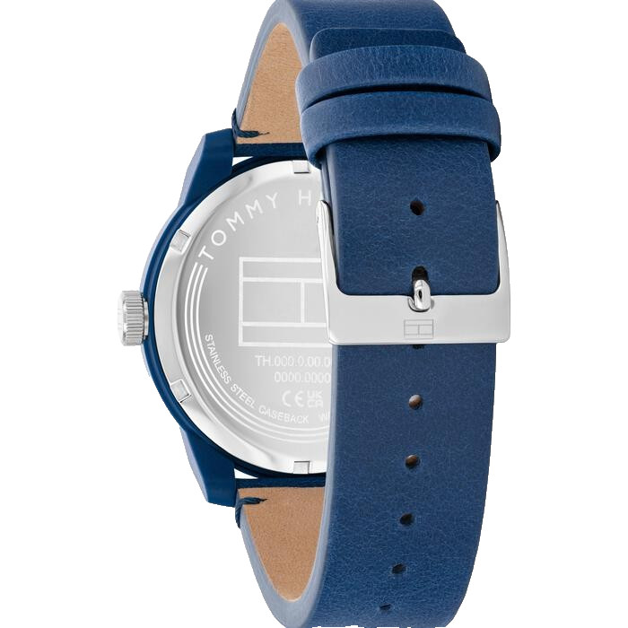 TOMMY HILFIGER 1710543 NAVY BLUE DIAL NAVY BLUE LEATHER STRAP 42MM MENS WATCH