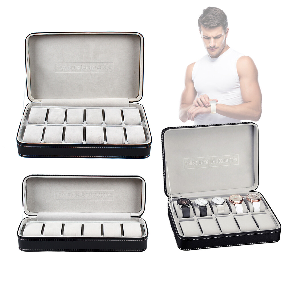Watch 6/10/12 Slots Jewelry Storage Box Portable Travel Zipper Case Boxes SALE