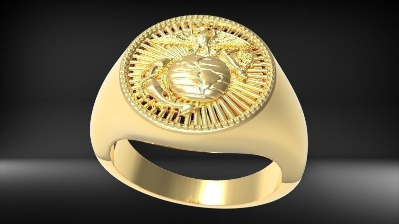 Men’s United States Marine Corps Gothic Punk 925 Sterling Silver Statement Rings