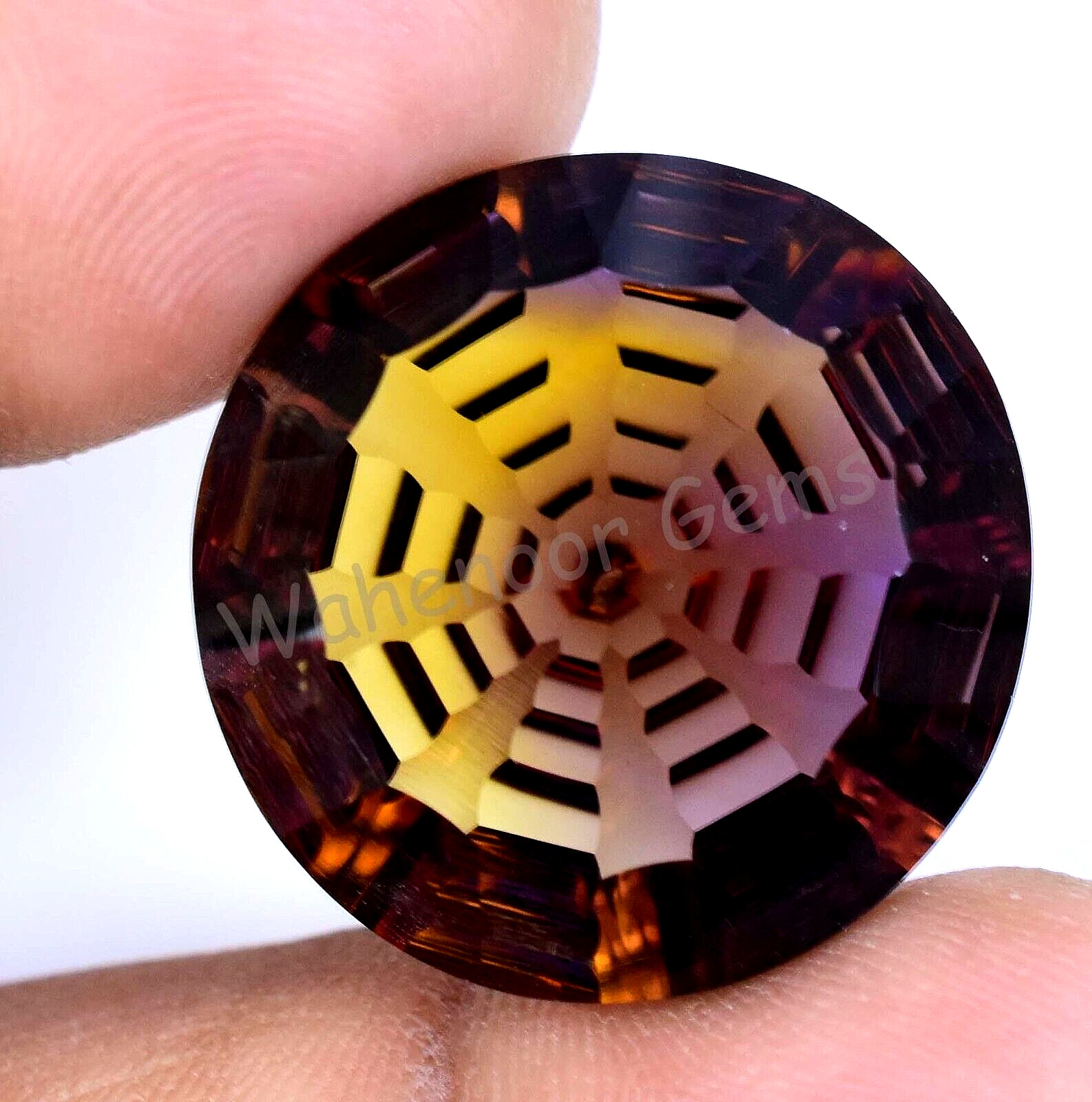 Flawless Natural Bi-Color Ametrine 33.10 Ct Round Certified Untreated Gemstone