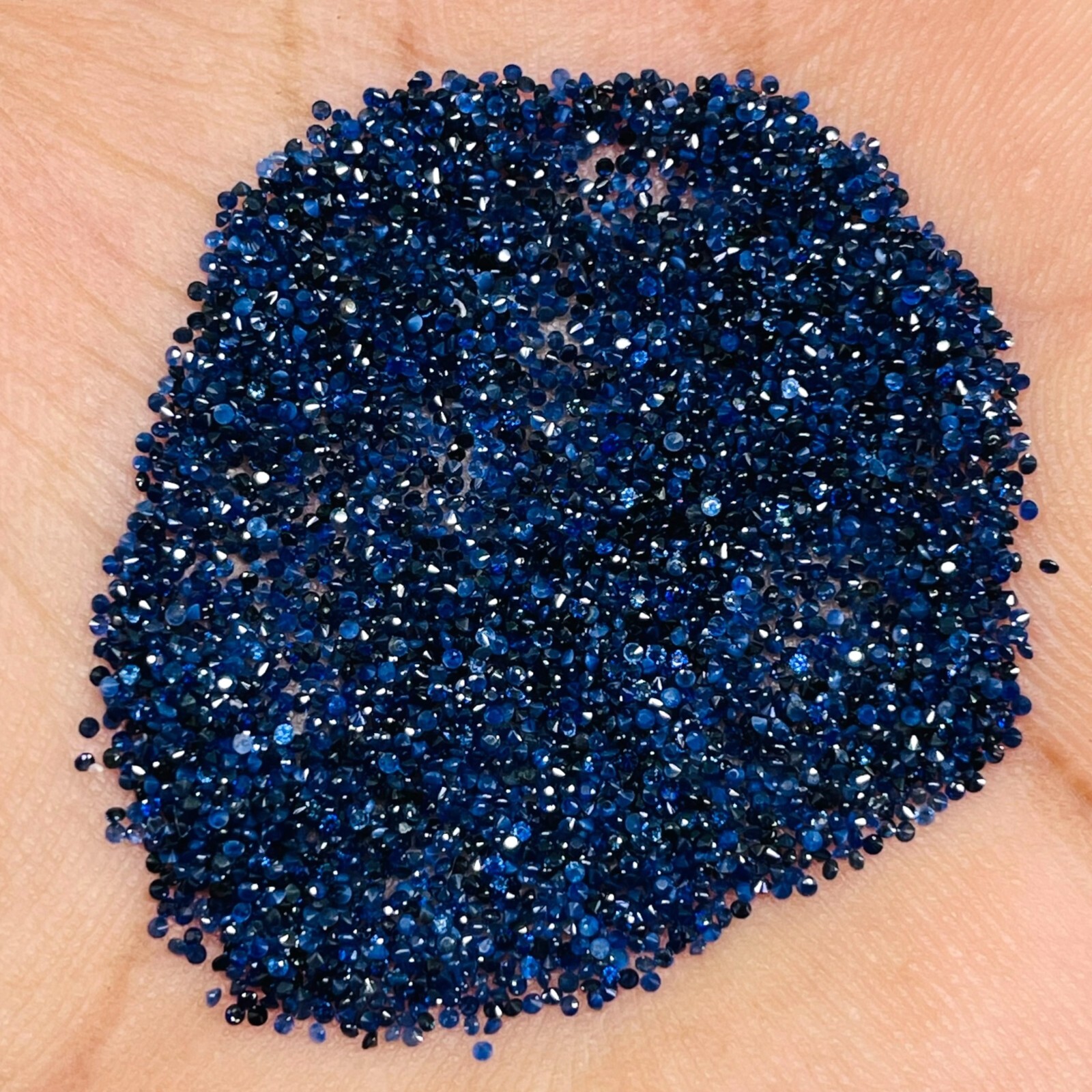 100 Pcs Natural Blue Sapphire 0.8mm Round Diamond Cut Loose Gemstones Sri Lanka