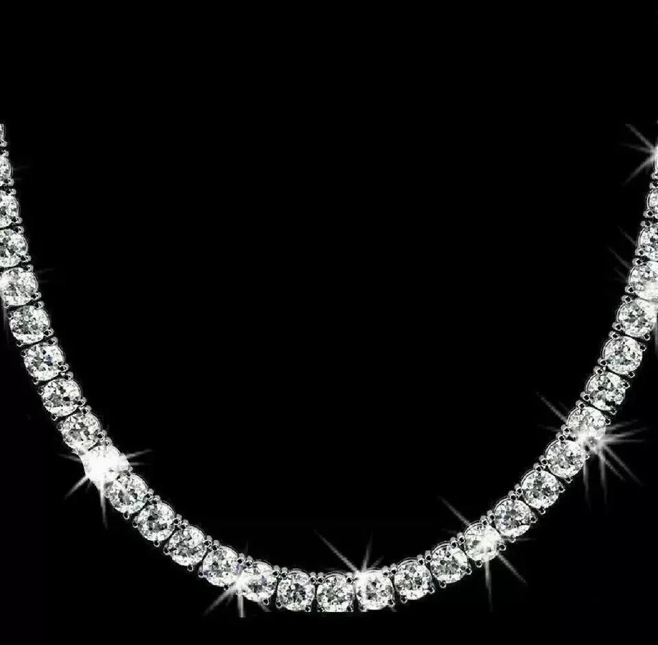 20Ct Round Cut Lab Created Diamond Tennis Women’s Necklace 14K White Gold Plated