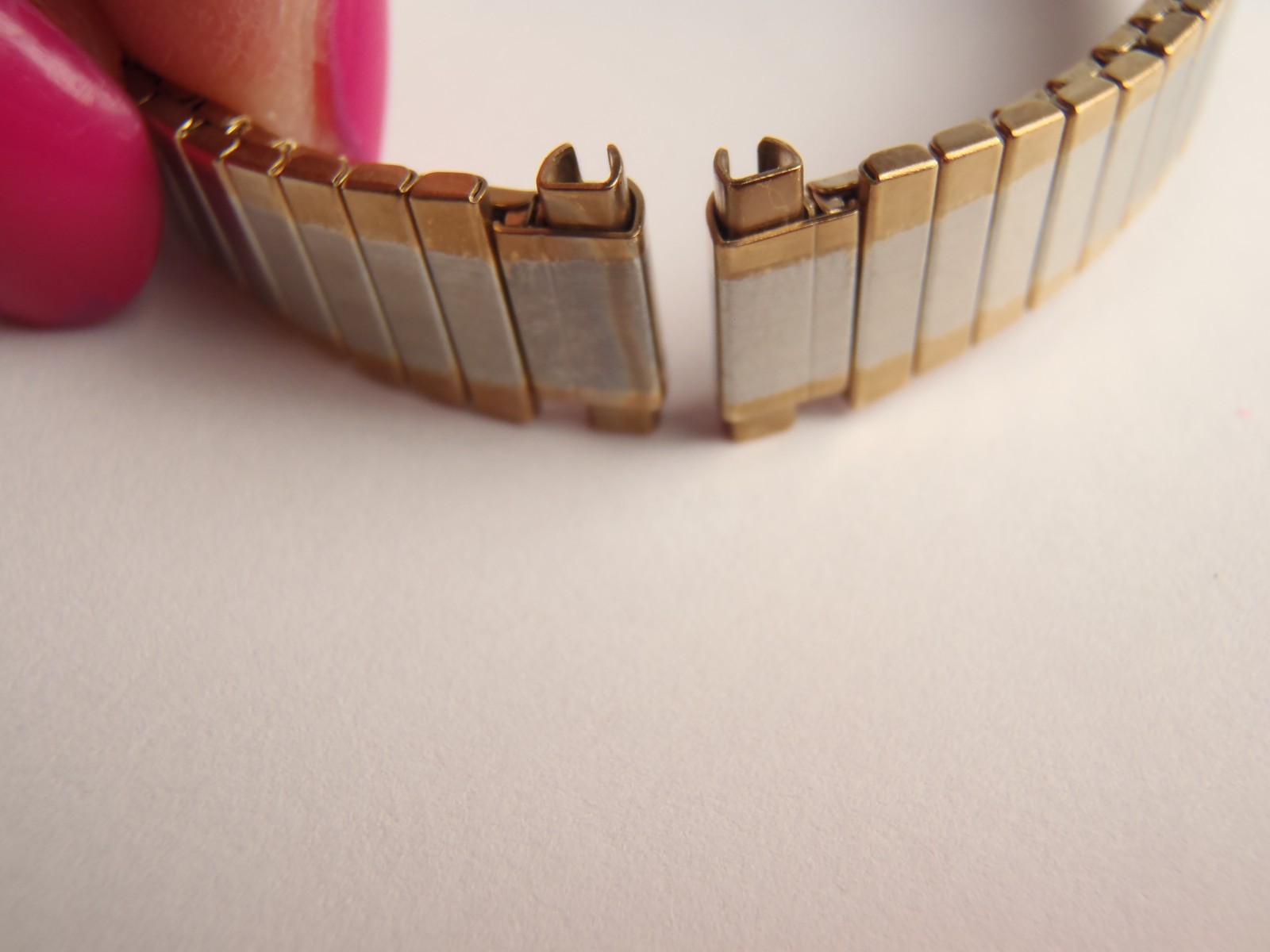 8mm – 11mm Hadley Roma Two-Tone Stainless-Steel Watch Band Straight Ends NOS