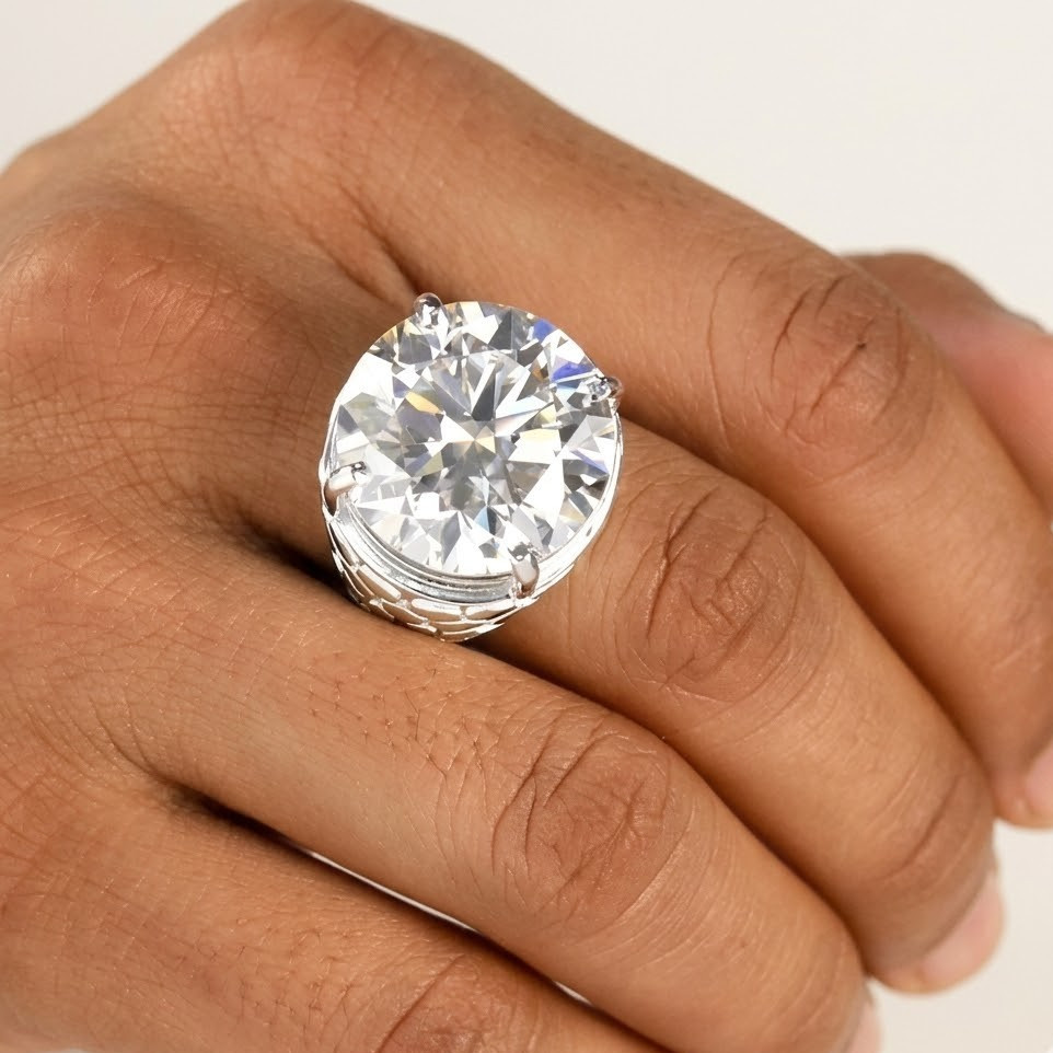 RARE 20.00 Ct, Certified White Diamond Men’s Ring,Tariffs FREE & Matching Studs.