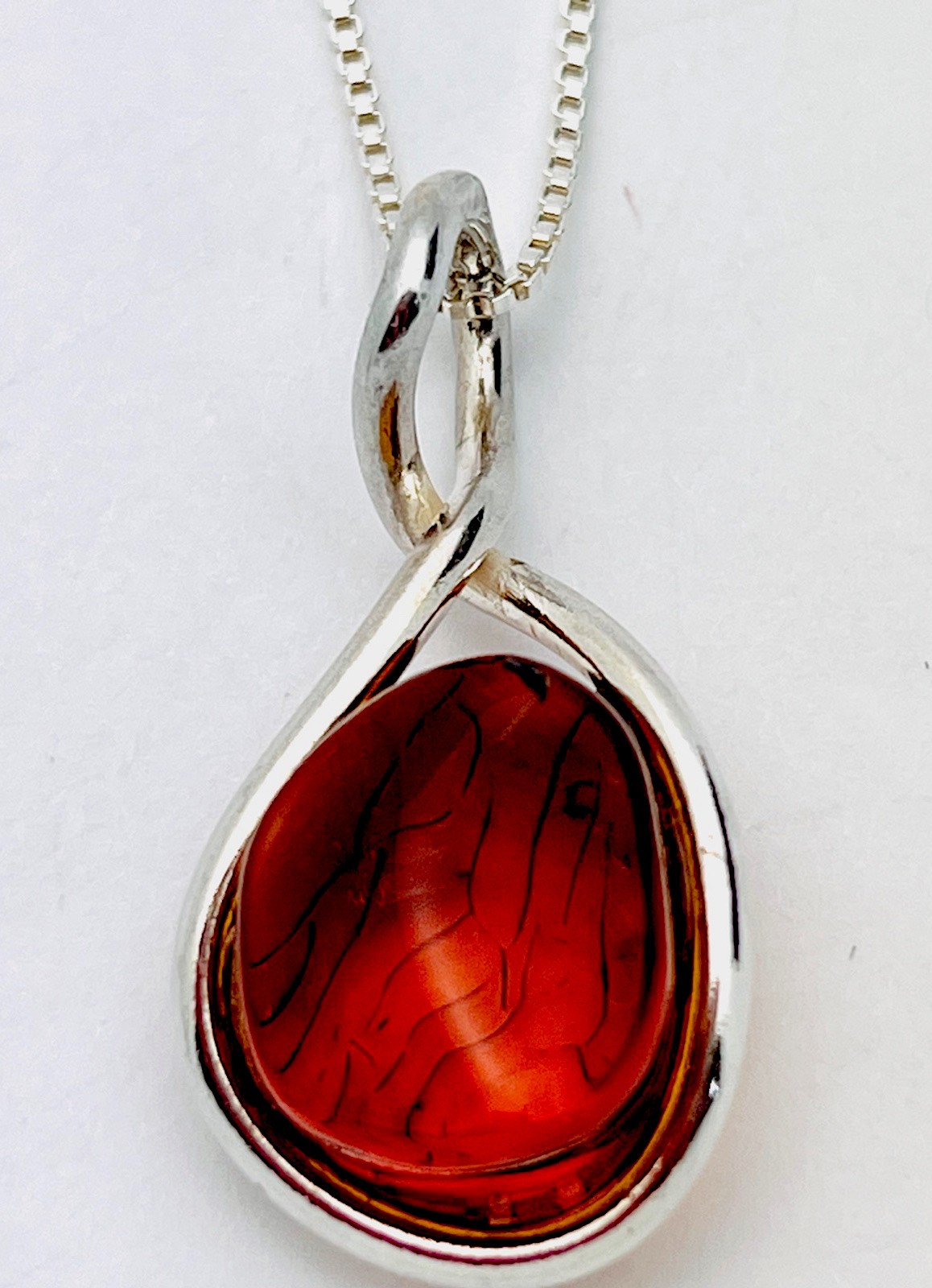 Sterling Silver 925 6.7 Gram Wire Wrap Baltic Amber Necklace 20”