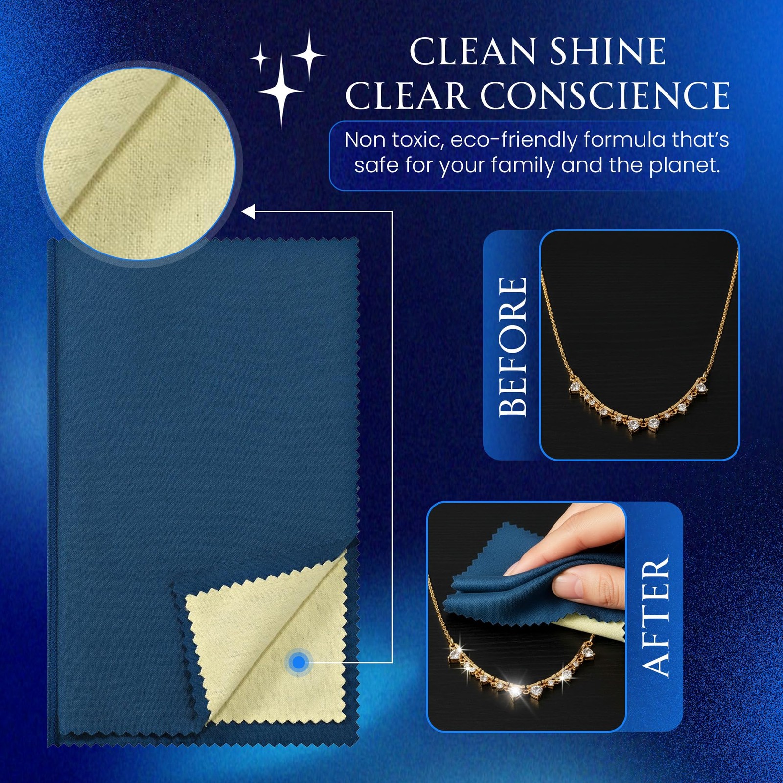 Jewelry Care Cloth Pre-Treated for polishing Gold Silver and Platinum Jewelry…
