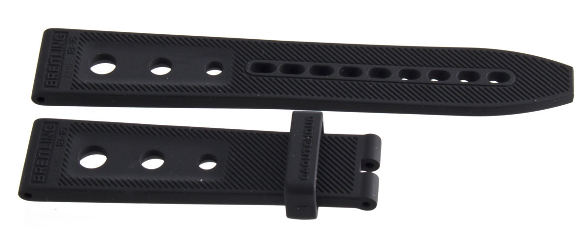 Breitling Super Ocean 18mm x 16mm Black Rubber Watch Band Strap 36mm