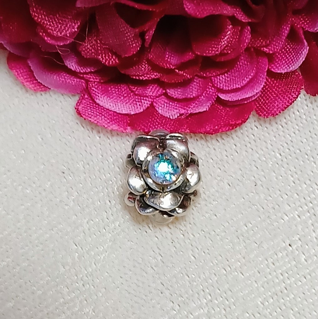 TROLLBEADS Denmark Lace Flower Sterling Silver Foxtail Bracelet~ 7-1/2″ Retired