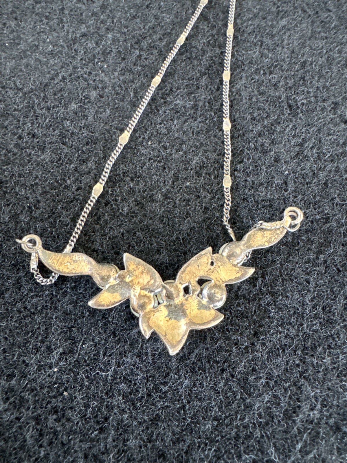 Vintage 925 Silver Necklace Art Deco Style, Marked 925 & MO. 9.4g