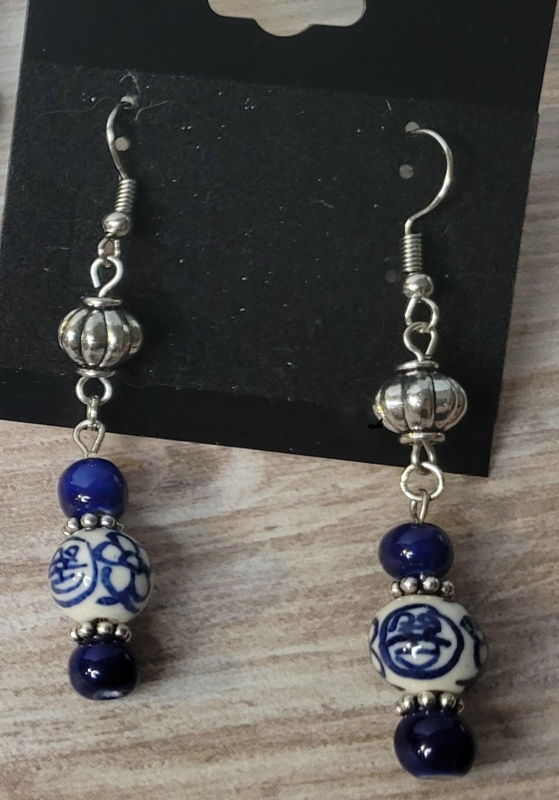 2-Piece Set made with Blue Ceramic Beads and Silver Plated Findings