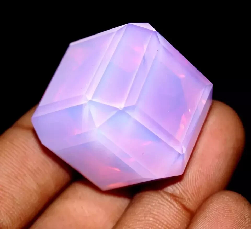 Welo Australian 120.5 Ct Pink Opal Cube Cut Untreated Natural Certified Gemstone