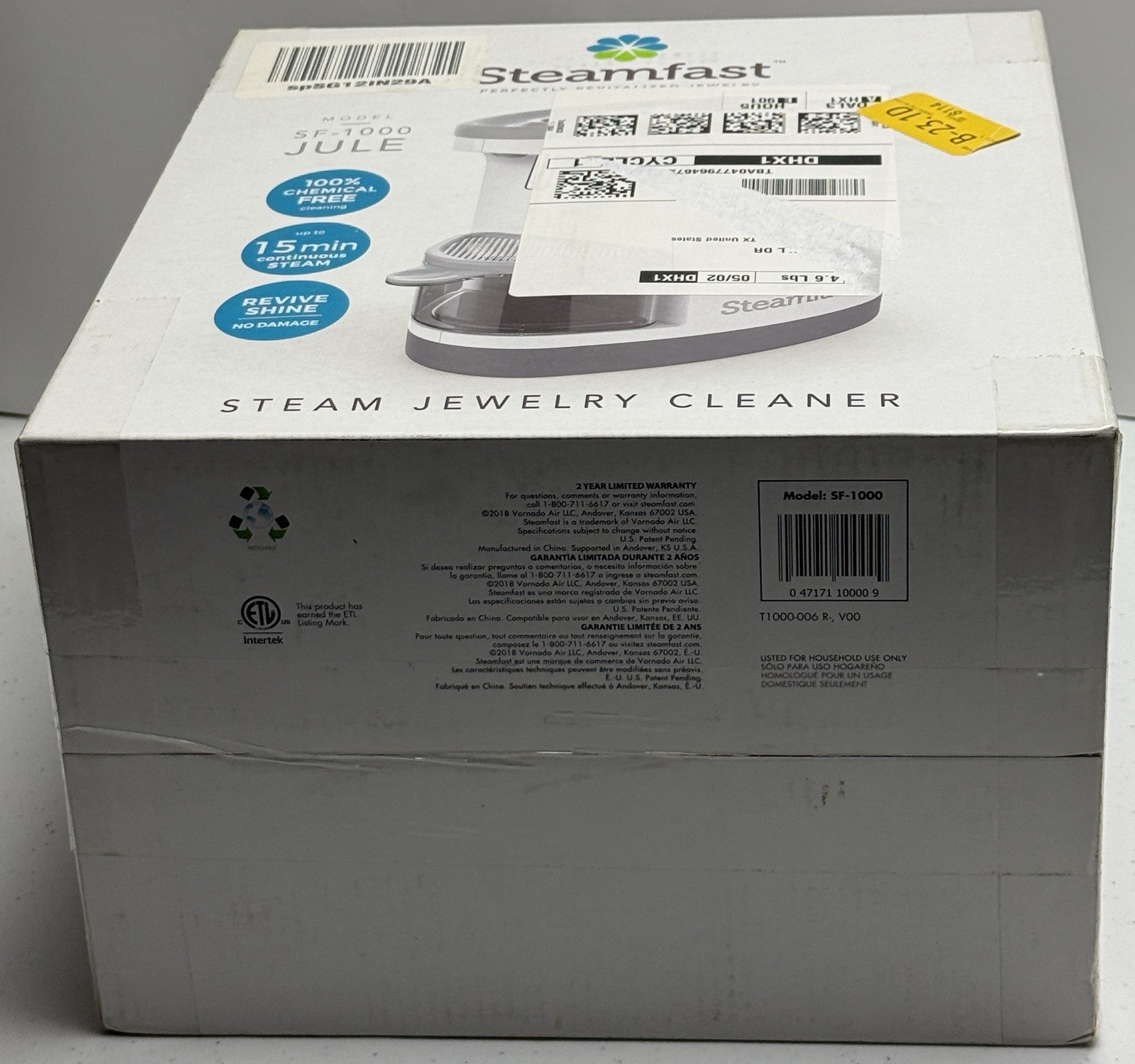 Steamfast SF-1000 JULE Steam Jewelry Cleaner White Chemical Free New Sealed Box
