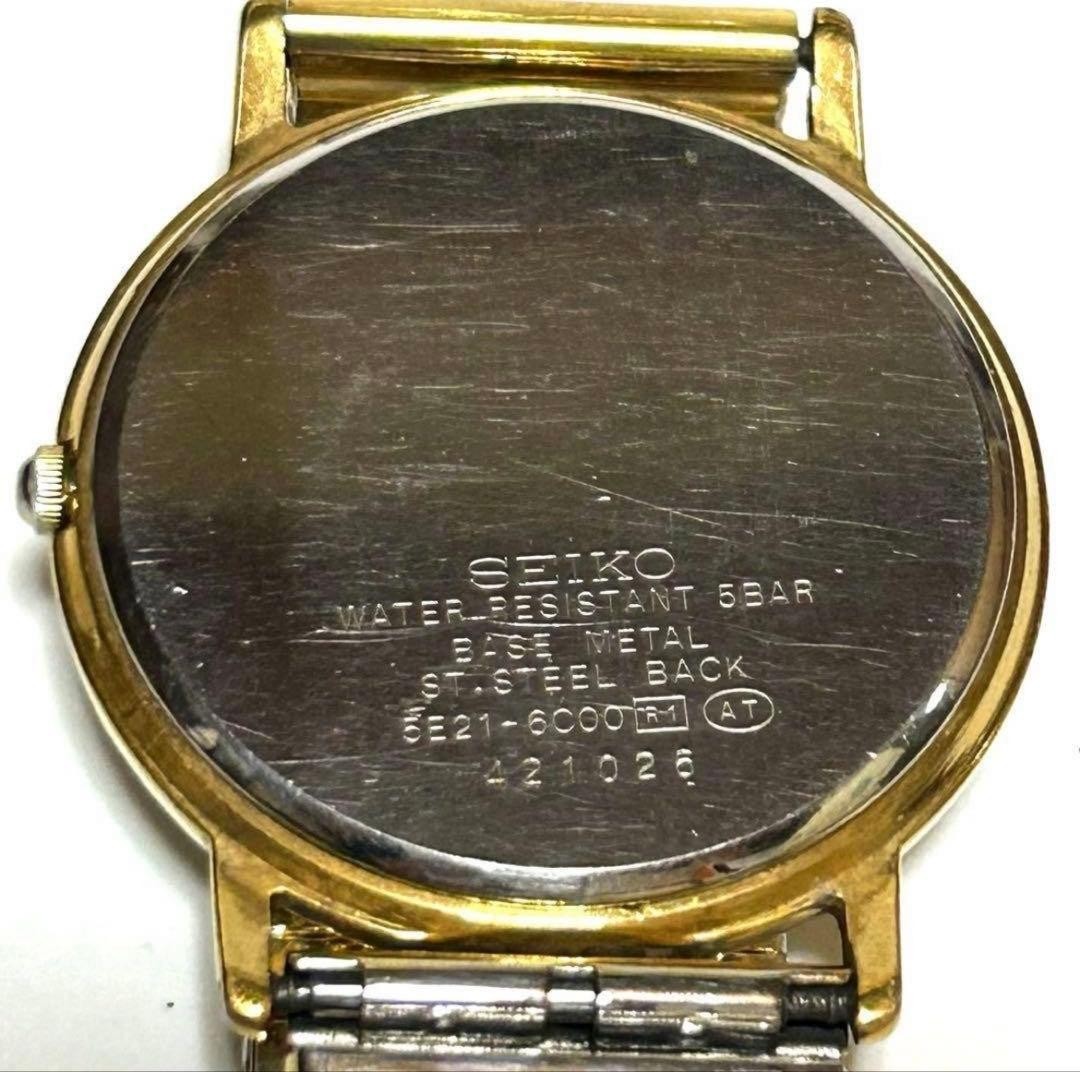 SEIKO Spirit 5E21-6C00 Gold Quartz Wristwatch Battery Replaced Working