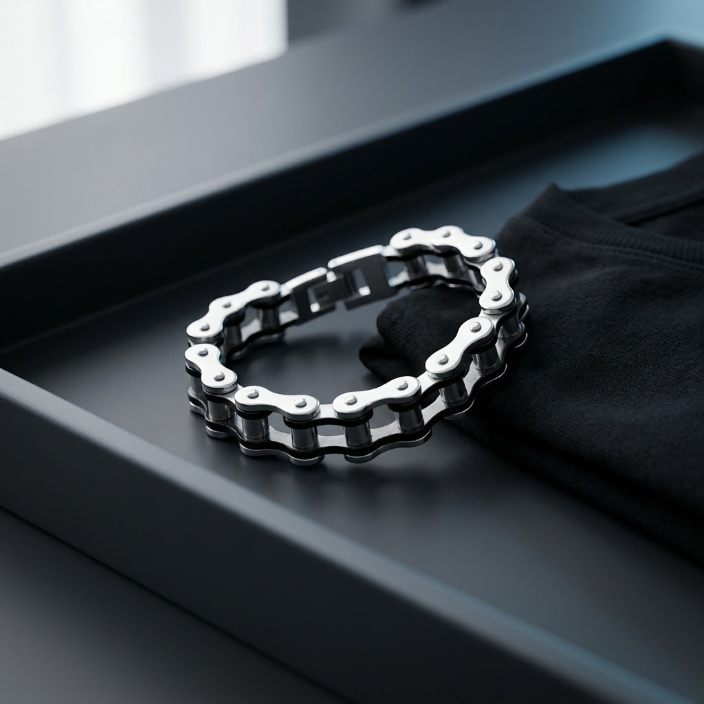Stainless Steel Bike Chain Bracelet Mens Biker Jewelry Heavy Duty Link Bracelet