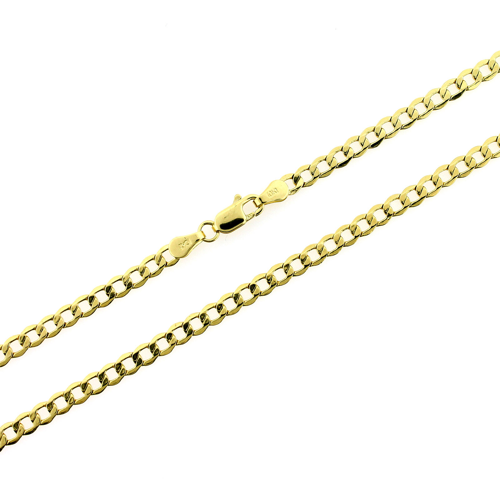 Real 10K Yellow Gold 2.5MM Curb Cuban Link Chain Pendant Necklace 14″- 30″
