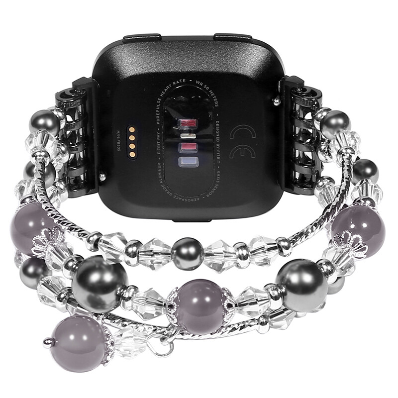 For Fitbit Versa 1 2 3/Sense Fashion Bling Sparkle Band Elastic Pearl Bead Strap