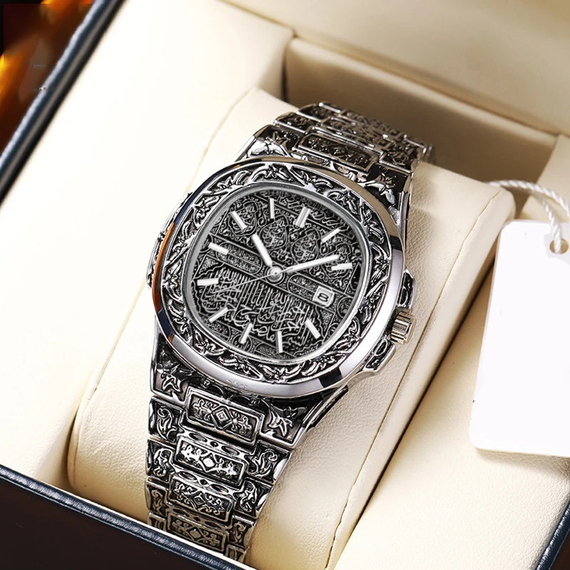 Vintage Men Quartz Watch Luxury Brand Auto Calendar Specific Lines Stainless