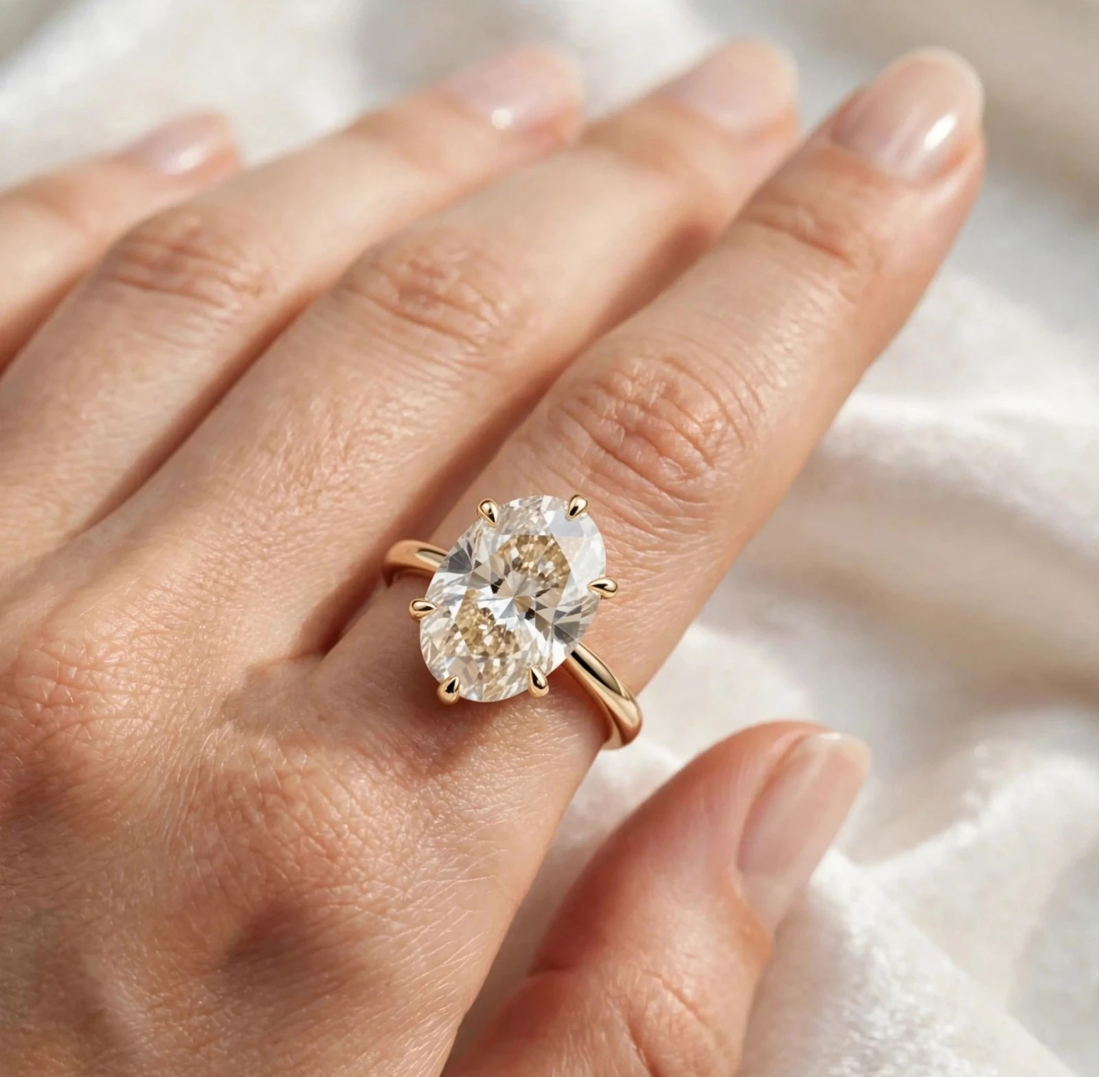 2.0Ct oval Cut moissanite Six prong Solitaire Engagement Ring 14k gold Plated