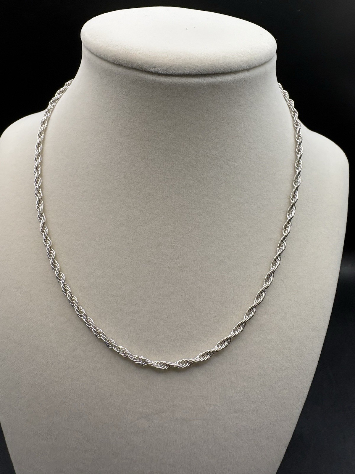 VTG 16” Sterling Silver 1990s Italy Rope Twist Link Chain Necklace Estate 925