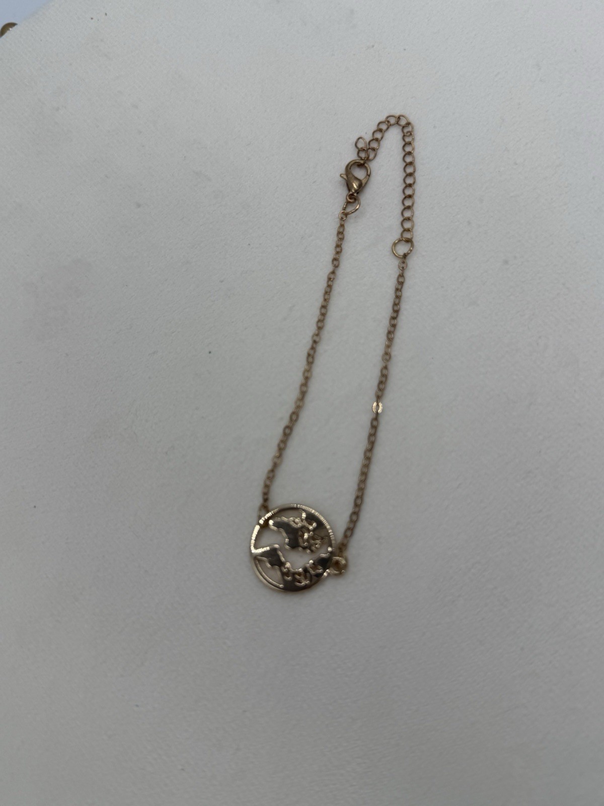 Goldtone World Map Chain Anklet / Bracelet
