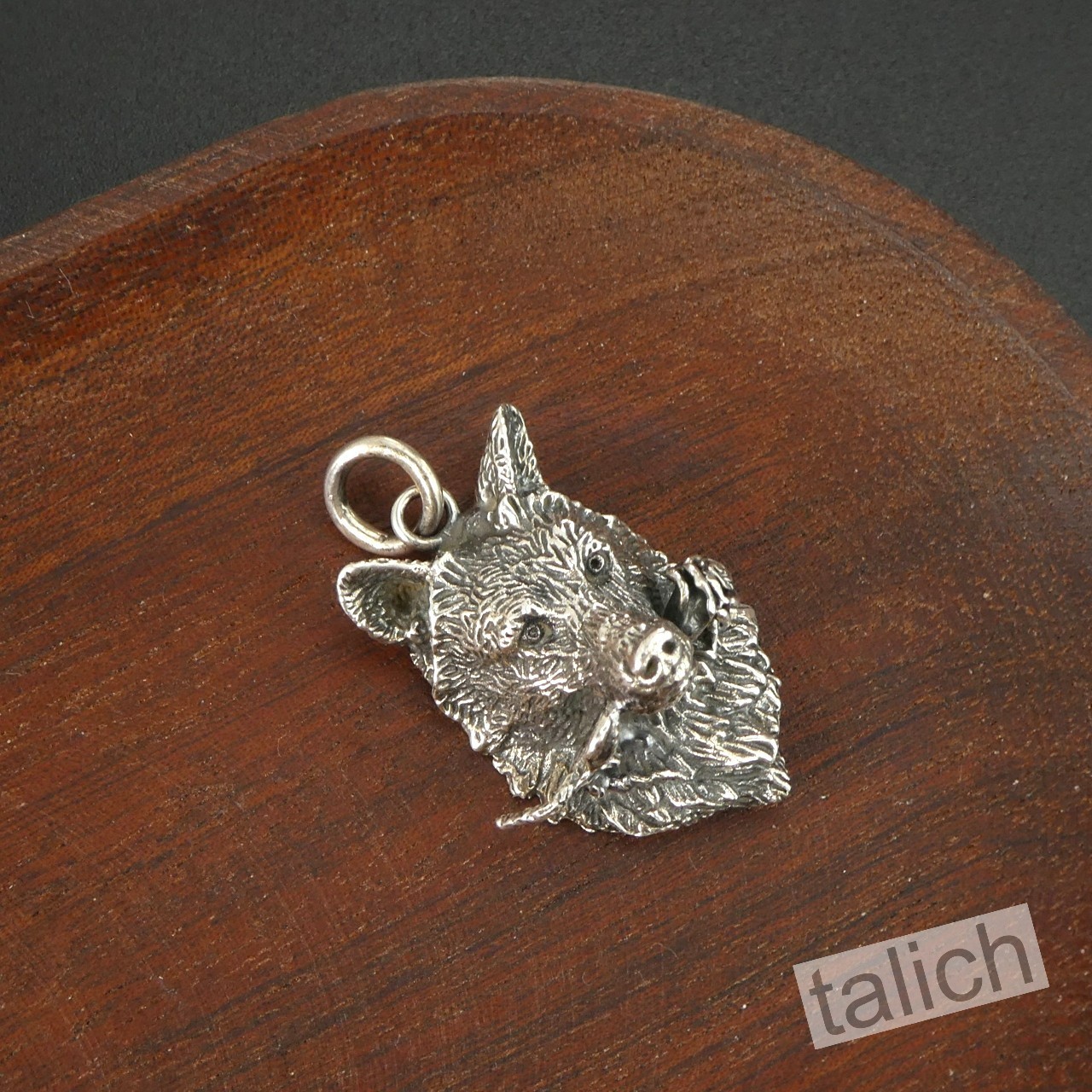Solid 925 Sterling Silver 3D Wolf Head with Rose Flower Unisex Biker Pendant