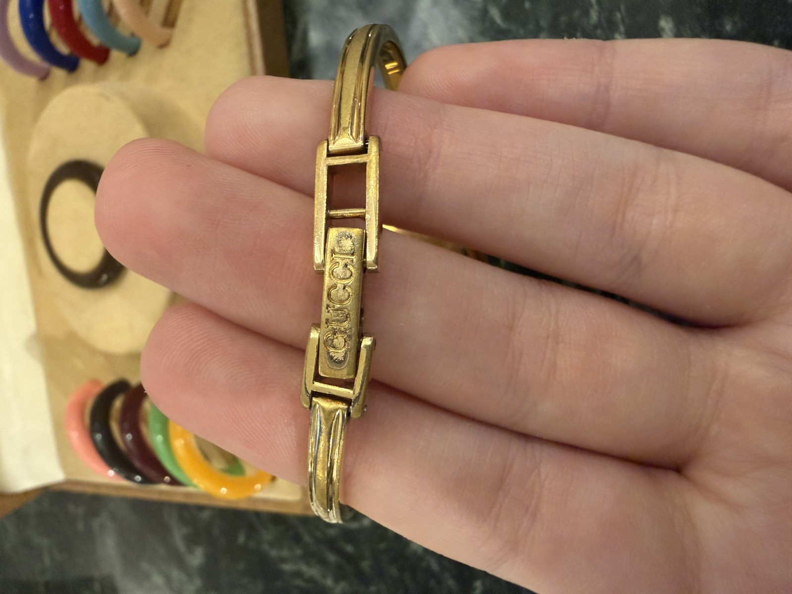 Near MINT GUCCI 11/12.2 11 Change Bezel Gold Bangle Quartz 26mm Ladies Watch Box