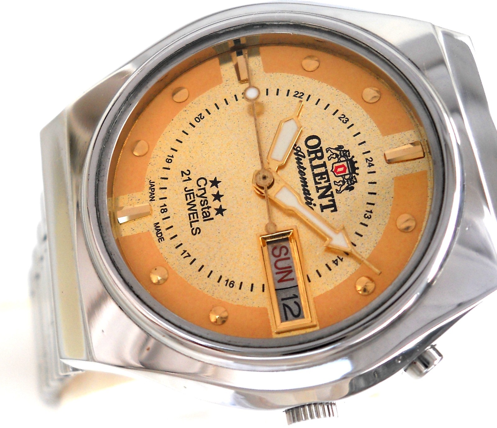 Vintage Orient Crystal 21J Automatic Japan Men’s Watch – Aftermarket Gold Dial