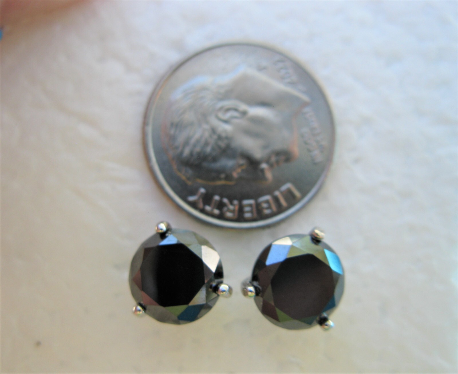 3.85ctw SCREW BACK 100% REAL BLACK DIAMOND EARRINGS,CERTIFICATE,FREE DIA TESTER