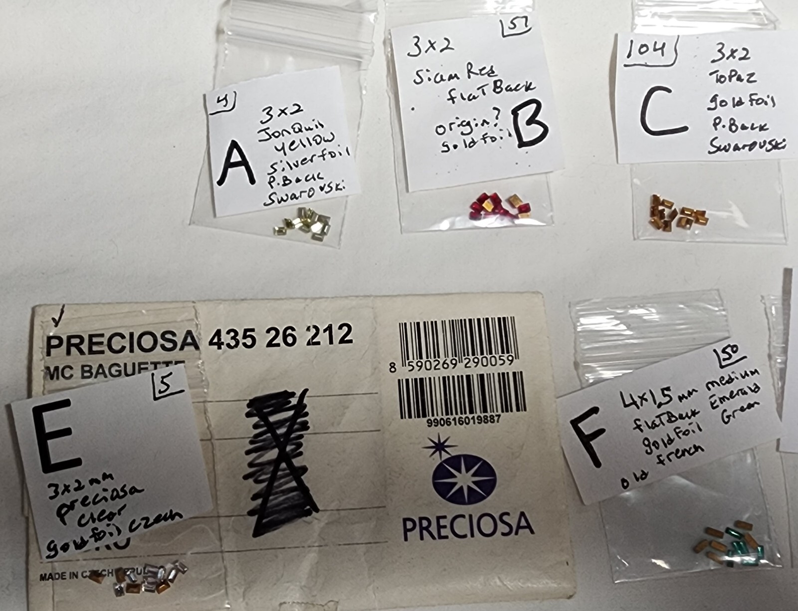 12 Vtg Rare tiny 2x1mm 3x2mm Baguette Swarovski Czech Rhinestone For Craft 4000