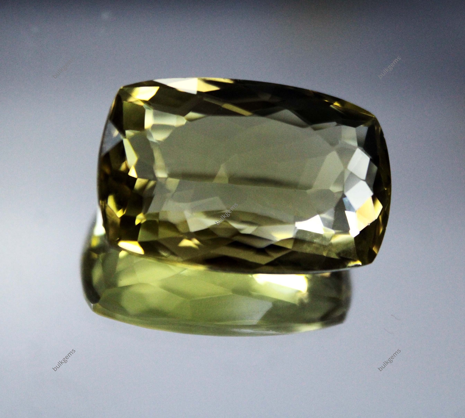 22.65 Ct NATURAL Certified Gold Lemon Quartz Cushion Checker Cut Loose Gemstone